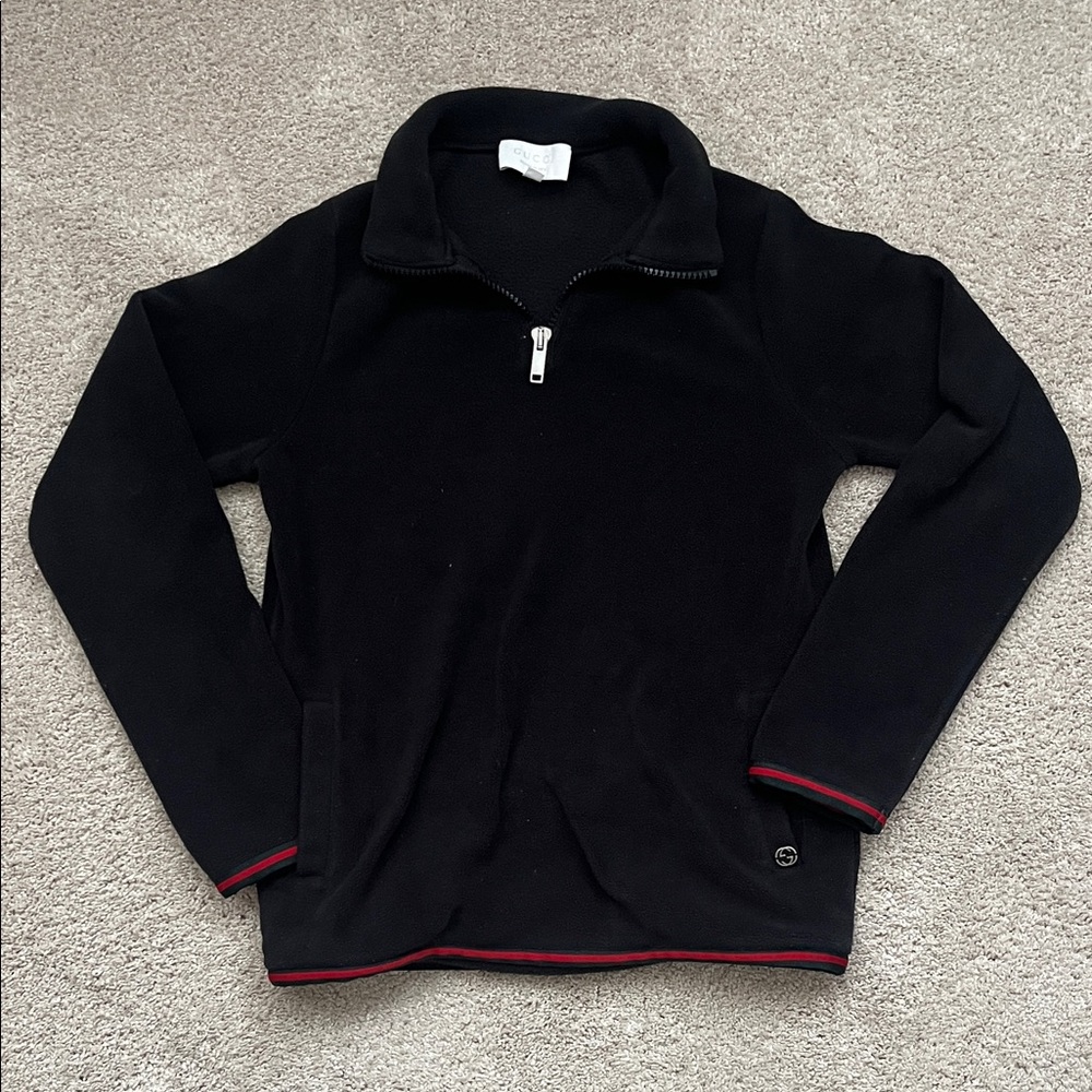 Kids Gucci Black Fleece Quarter Zip Pullover